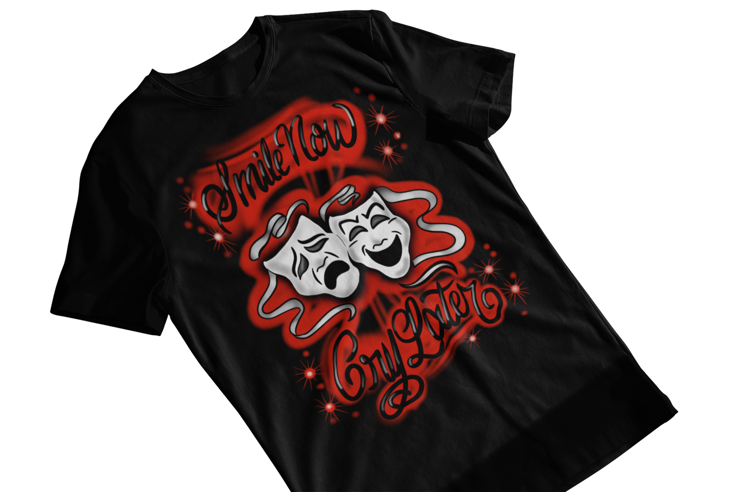 Red smile now cry later face masks T shirt unisex Adults & Kids