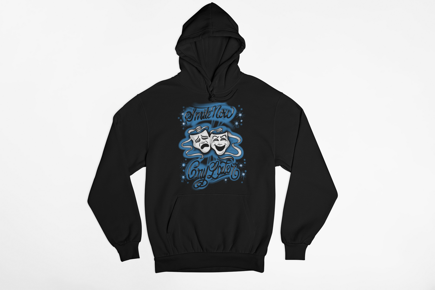 Blue smile now cry later face masks Hoodie Unisex Adults & Kids no