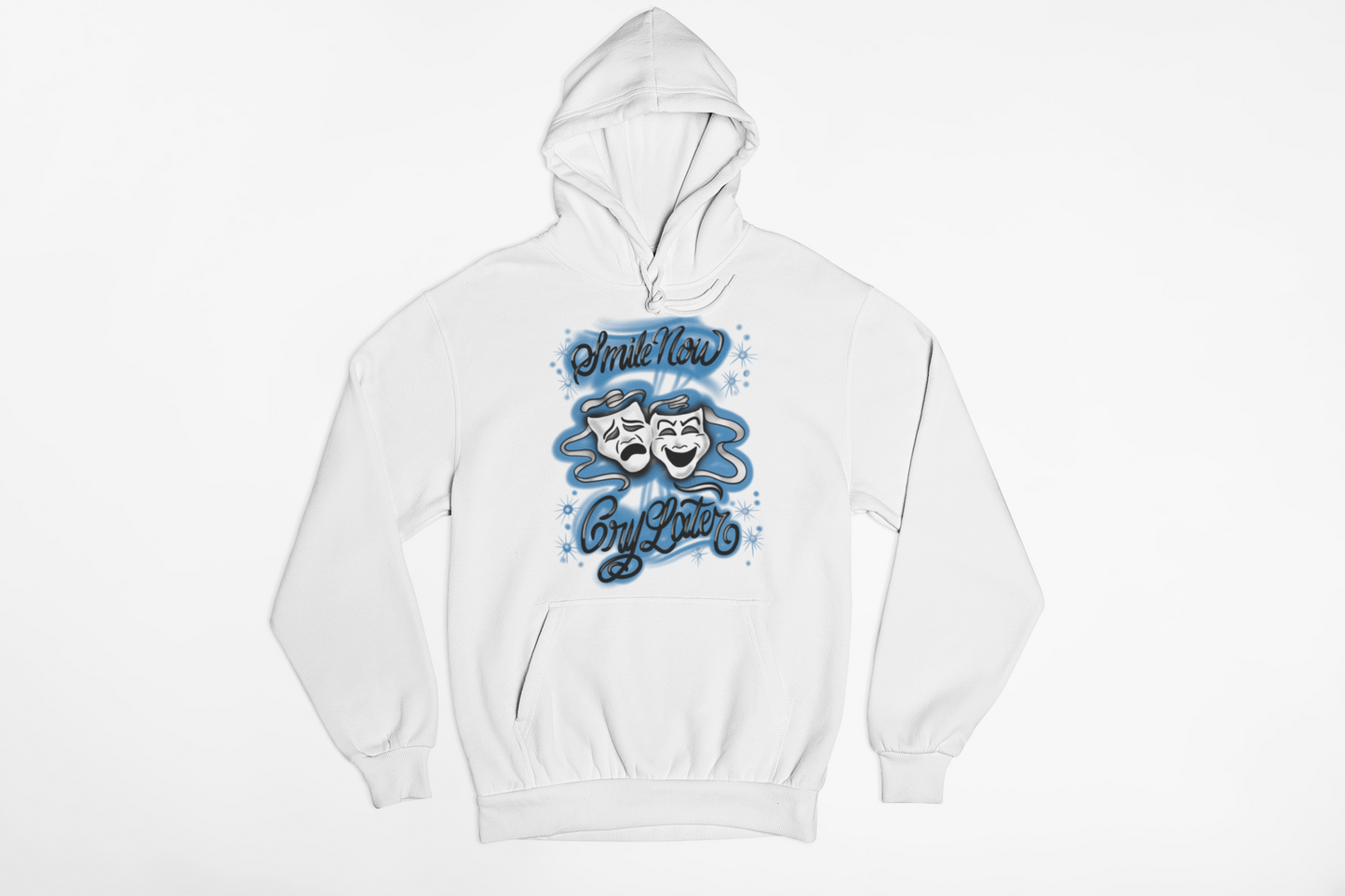 Blue smile now cry later face masks Hoodie Unisex Adults & Kids no