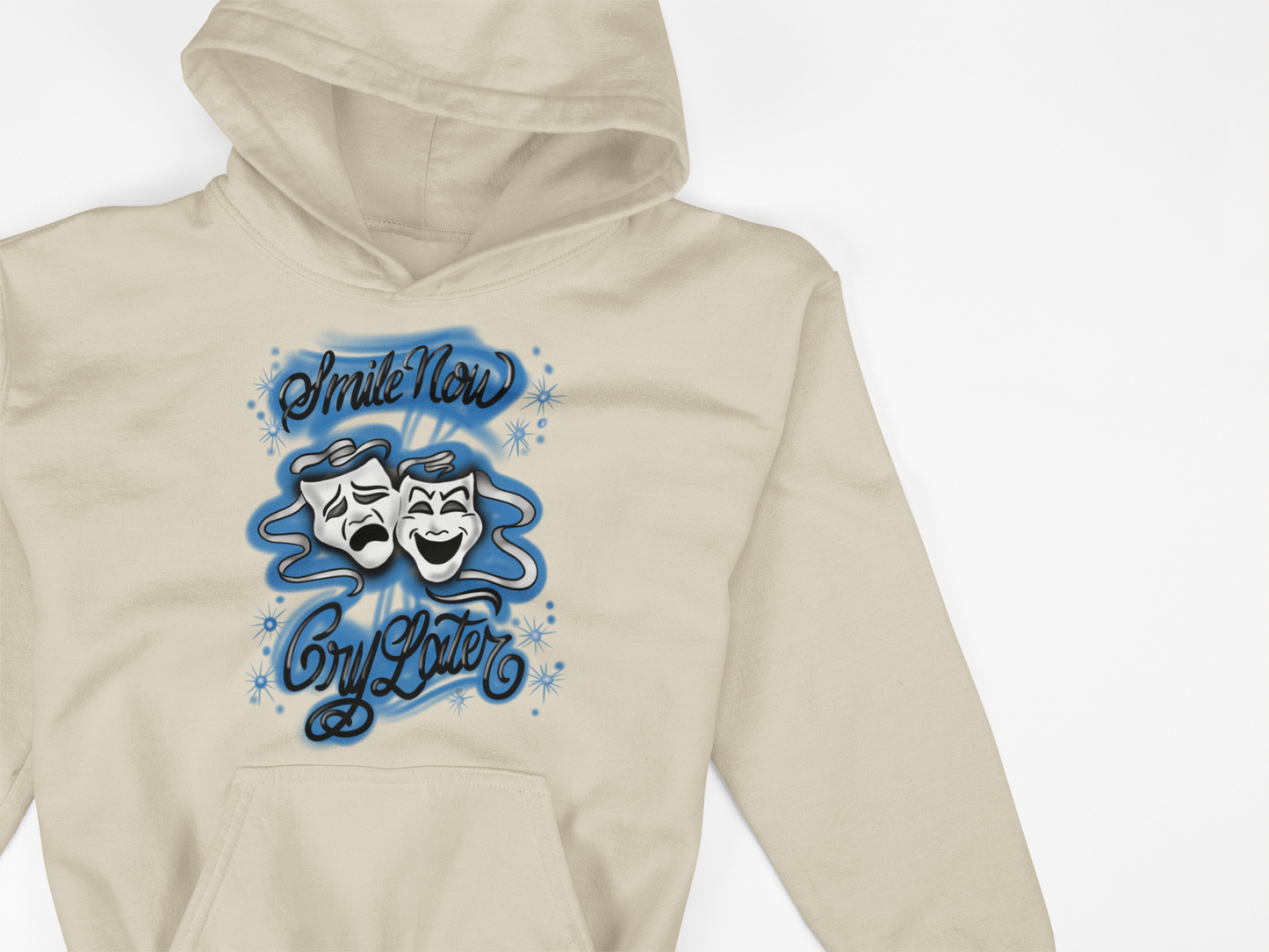 Blue smile now cry later face masks Hoodie Unisex Adults & Kids no