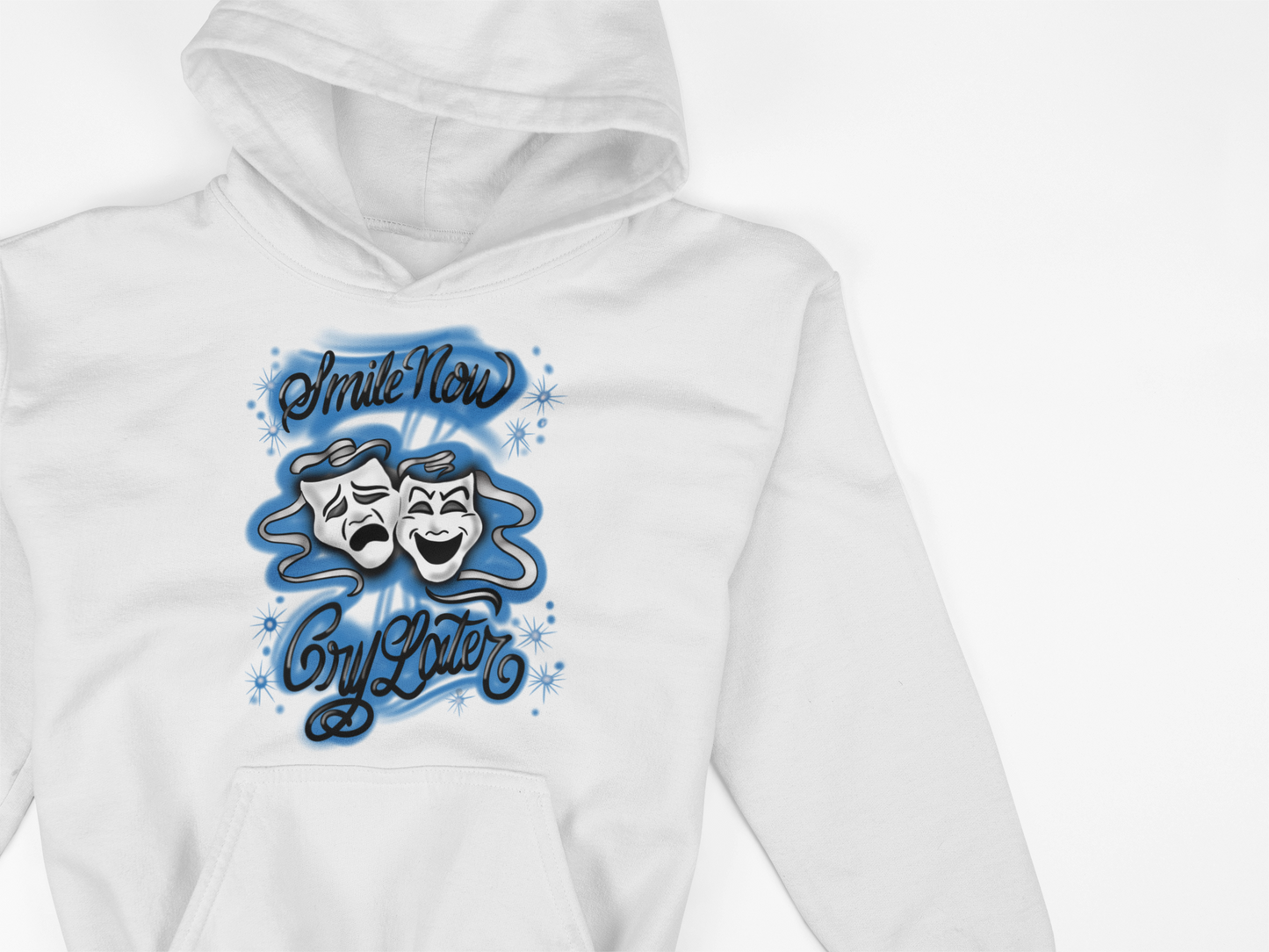 Blue smile now cry later face masks Hoodie Unisex Adults & Kids no