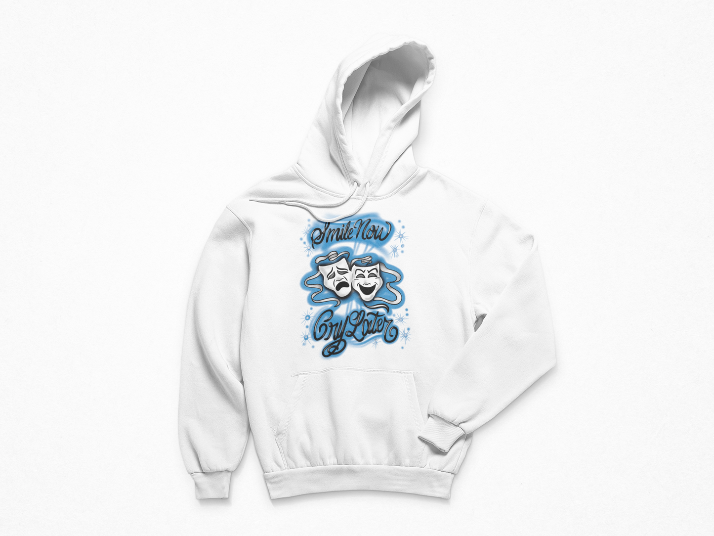 Blue smile now cry later face masks Hoodie Unisex Adults & Kids no