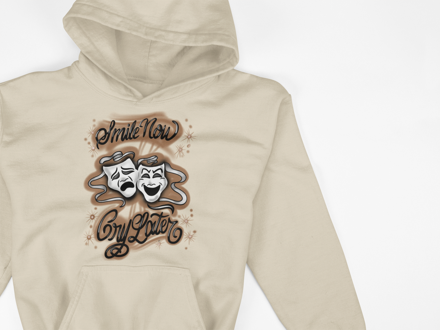 Brown smile now cry later face masks Hoodie Unisex Adults & Kids no