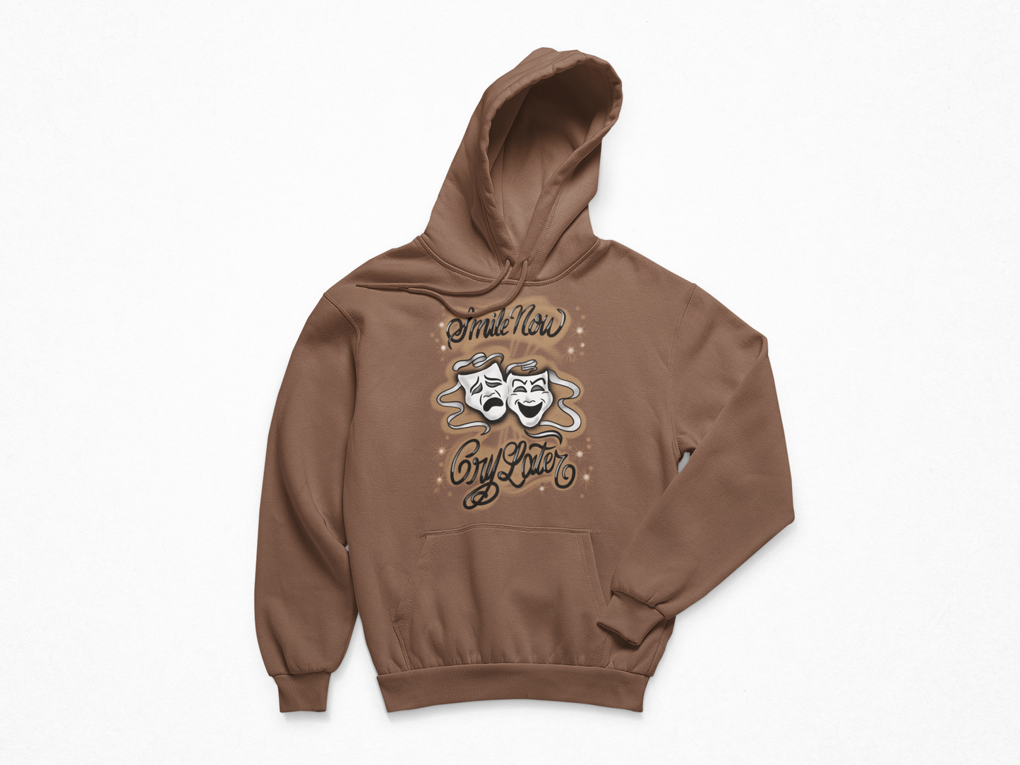 Brown smile now cry later face masks Hoodie Unisex Adults & Kids no